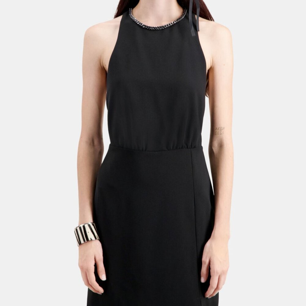 The Kooples Black Chain Neck Detail Cocktail Dress US Size XS NWT